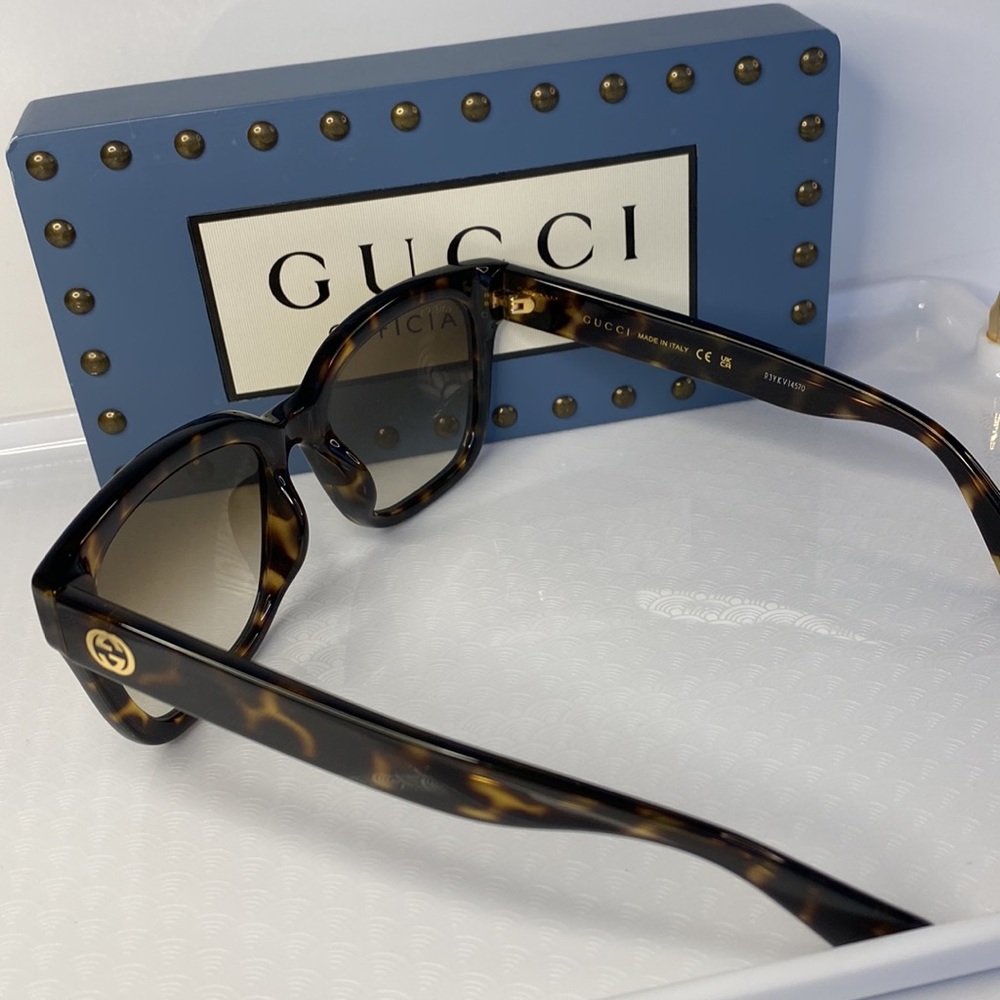 New🔥🔥 - GUCCI GG1338SK THICK RIM SUNGLASSES IN BROWN - Picture 8 of 16